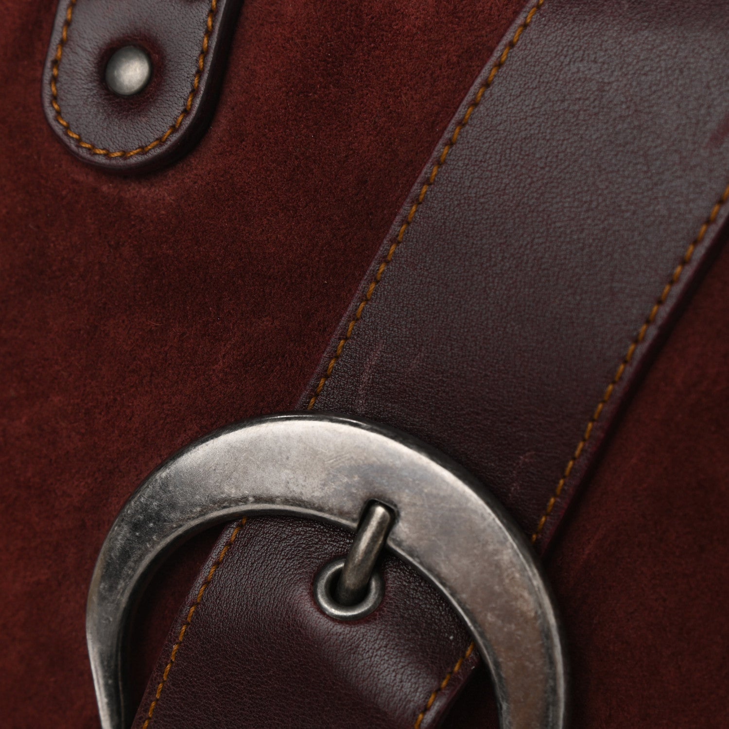 Christian Dior Suede Gaucho Double Saddle Bag Burgundy 13 of 14