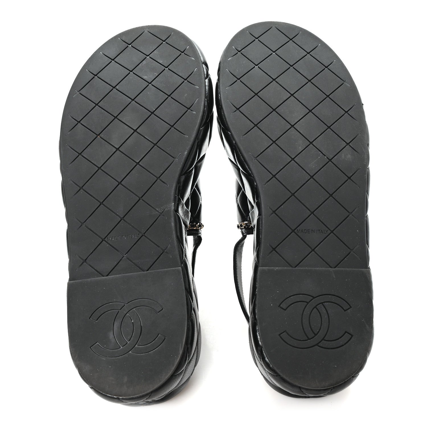 Chanel Shiny Lambskin Quilted Chain Around CC Platform Sandals 39 Black 6 of 10