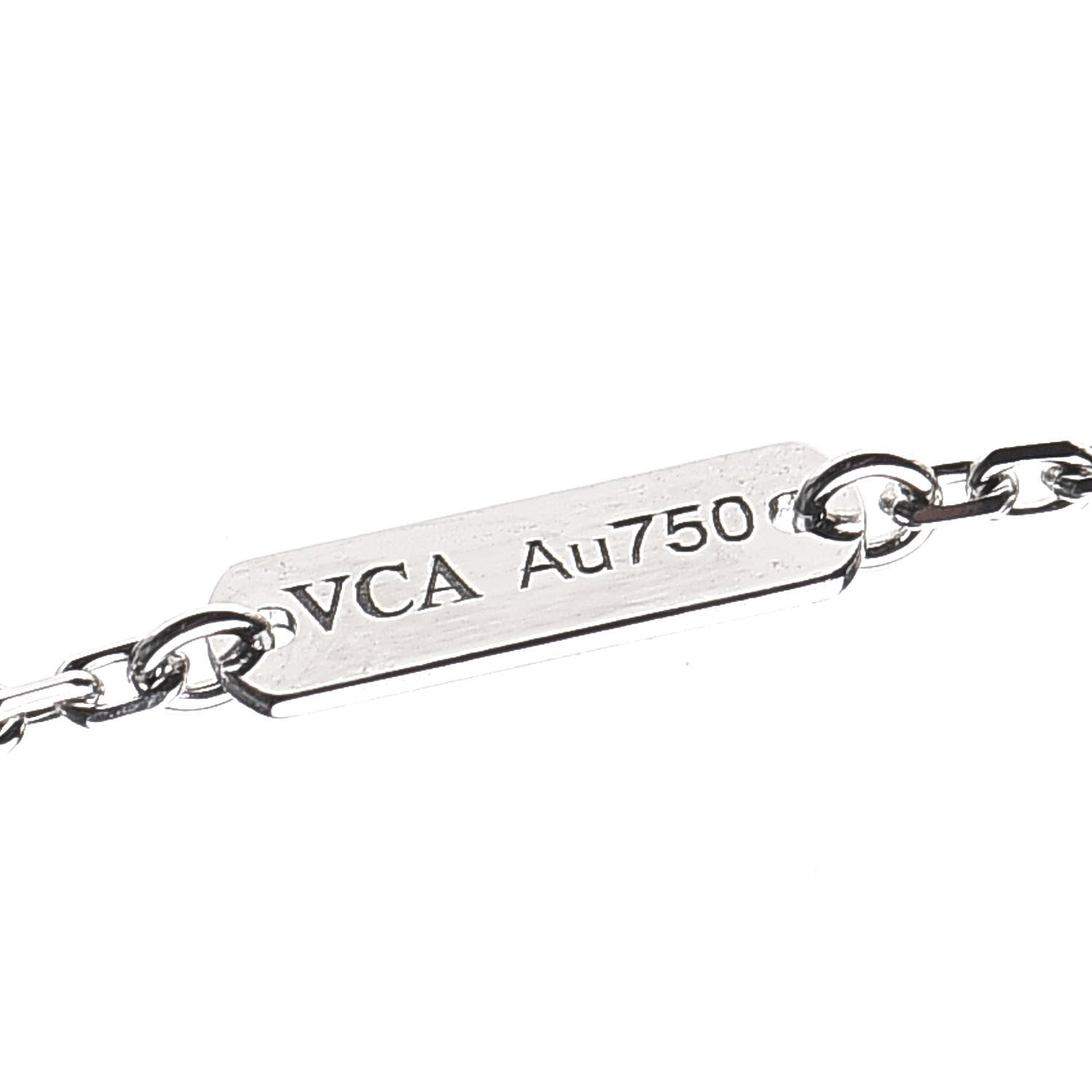 Van Cleef & Arpels 18K White Gold Diamond Guilloche Vintage Alhambra Pendant Necklace 6 of 7