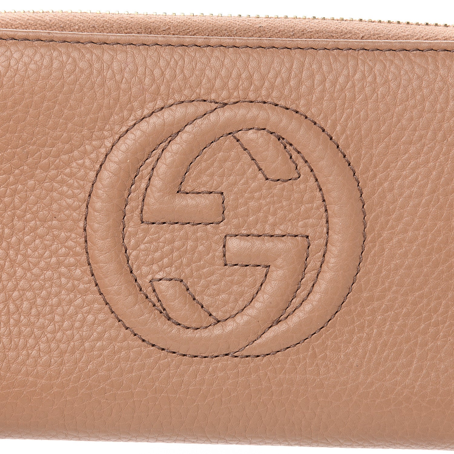 Gucci Pebbled Calfskin Soho Zip Around Wallet Camelia 6 of 15