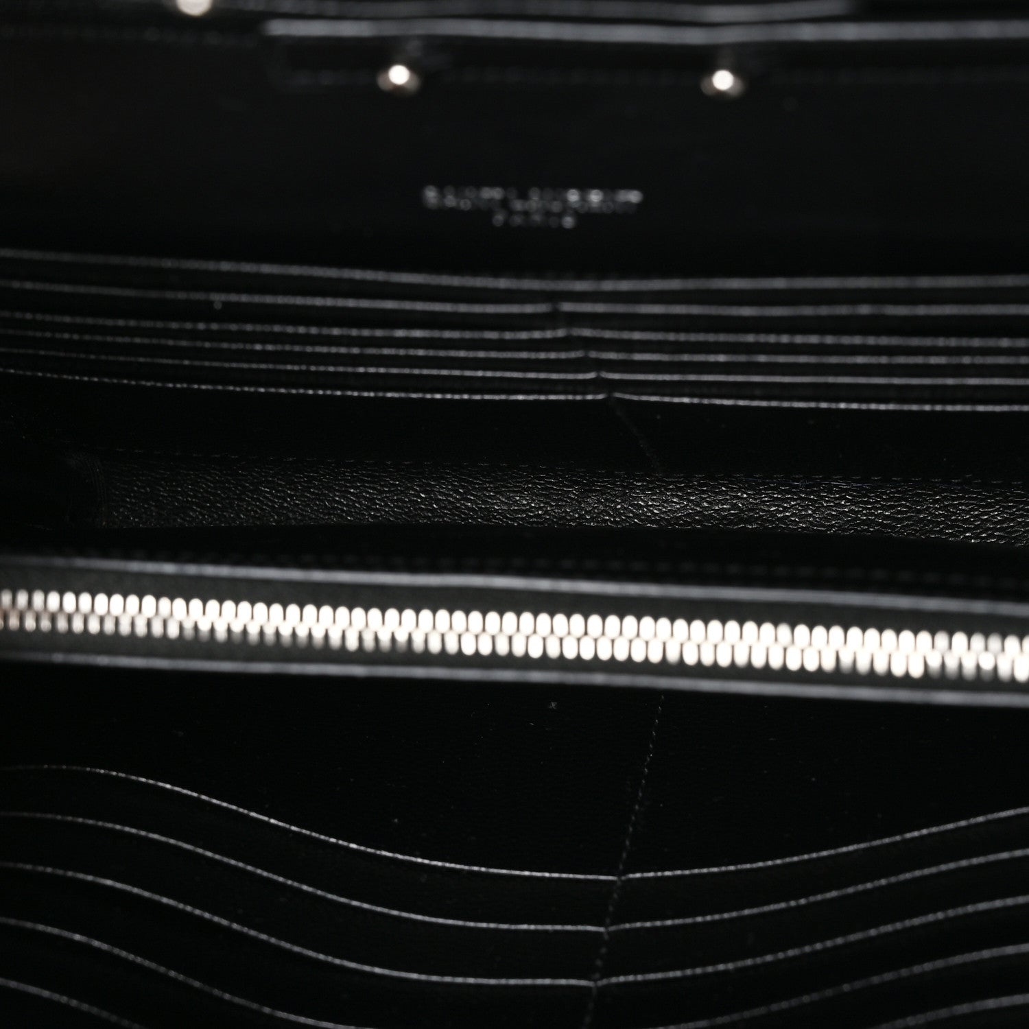 Saint Laurent Grain De Poudre Matelasse Chevron Monogram Chain Wallet Black 5 of 11