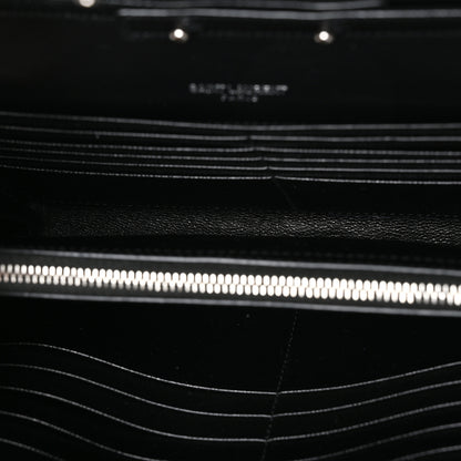 Saint Laurent Grain De Poudre Matelasse Chevron Monogram Chain Wallet Black 5 of 11