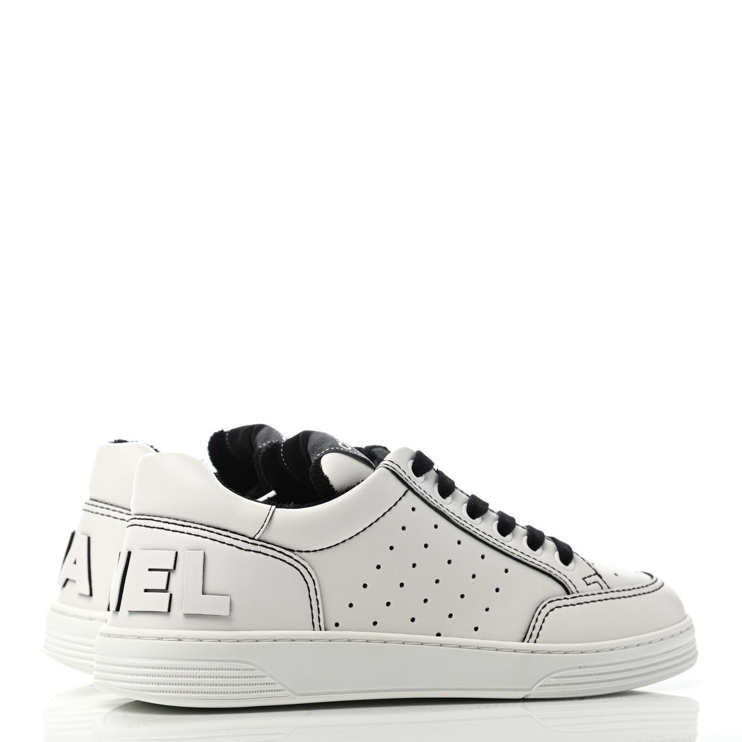 Calfskin Womens Logo Sneakers 37 White Black
