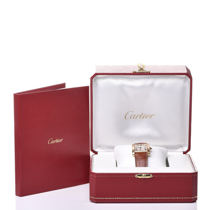 Cartier 18K Yellow Gold Alligator 25mm Tank Francaise Quartz Watch Brown 8 of 8