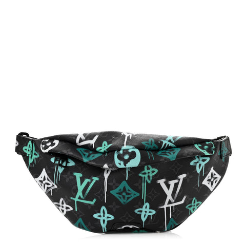 Monogram Eclipse LV Graffiti Discovery Bumbag Green Lights