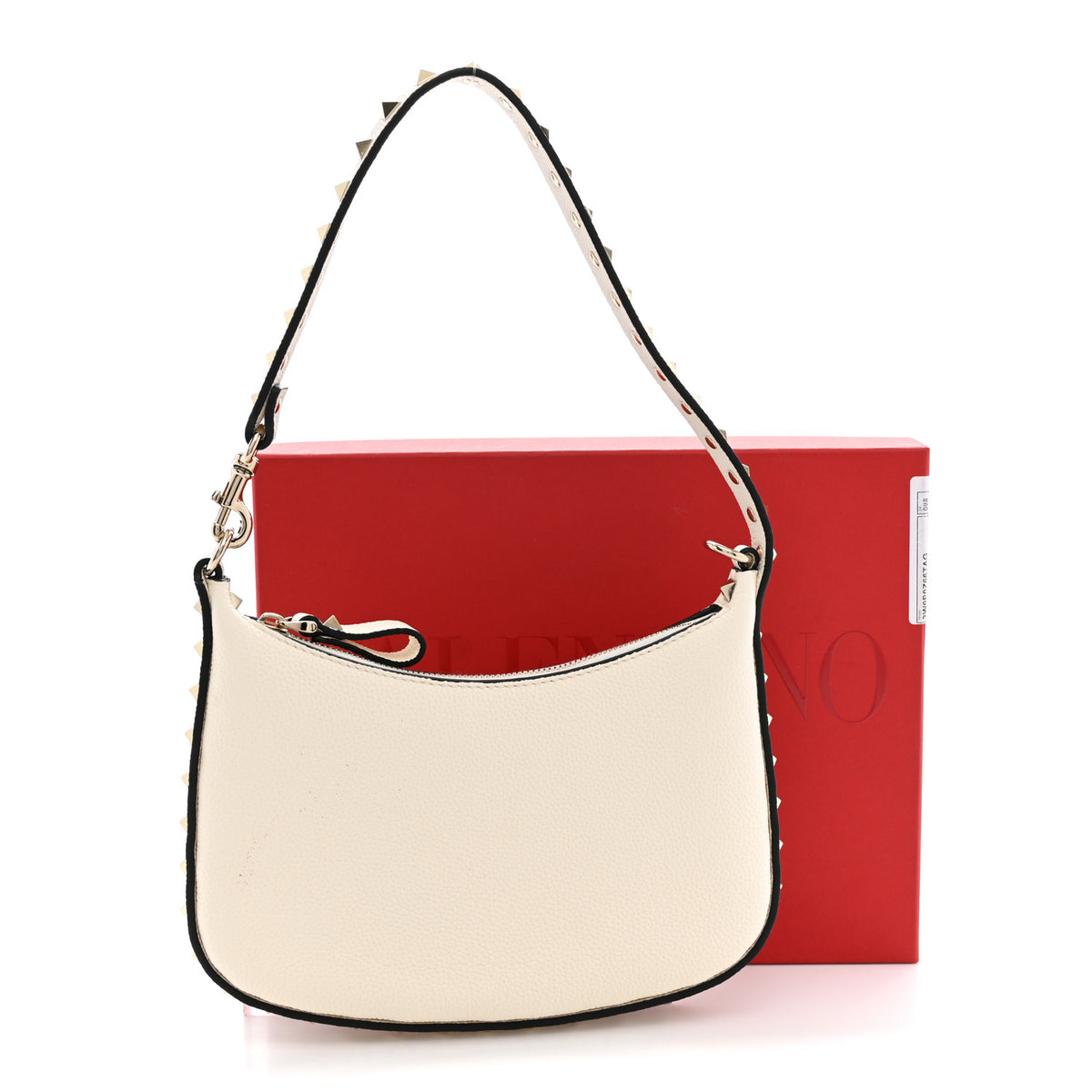 Valentino Garavani Grainy Calfskin Mini Rockstud Hobo Ivory 11 of 11
