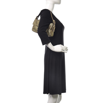 Fendi Metallic Canvas Baguette Gold 2 of 10