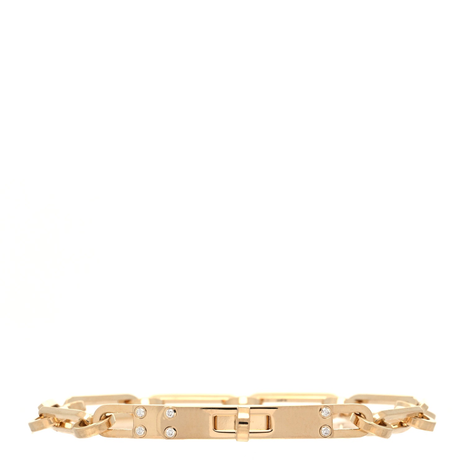 Hermes 18K Yellow Gold Diamond PM Kelly Chaine Bracelet XS 1 of 4