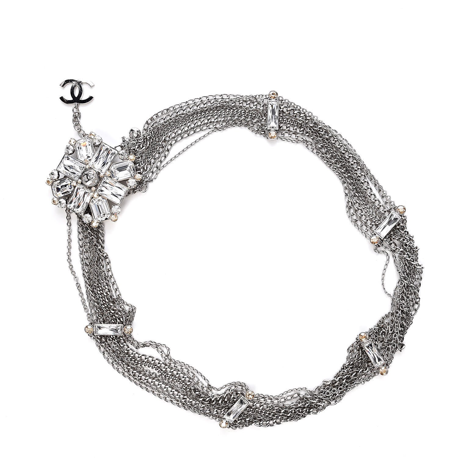 Chanel Crystal CC Multi Strand Chain Belt Silver 3 of 4
