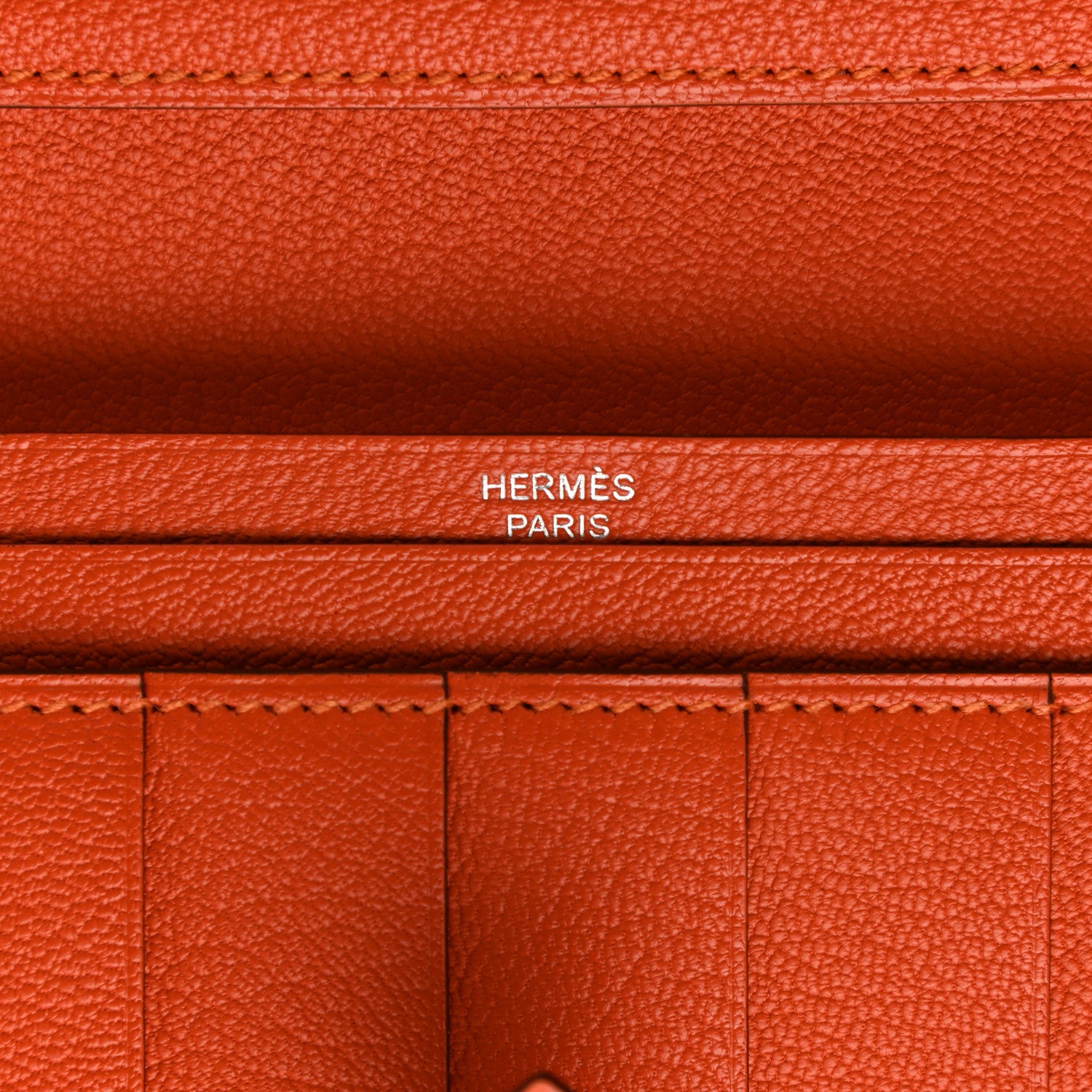 Hermes Ostrich Bearn Gusset Wallet Orange 7 of 7