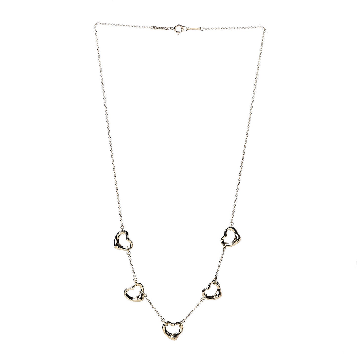 18K Yellow Gold Elsa Peretti 5 Open Heart Station Necklace