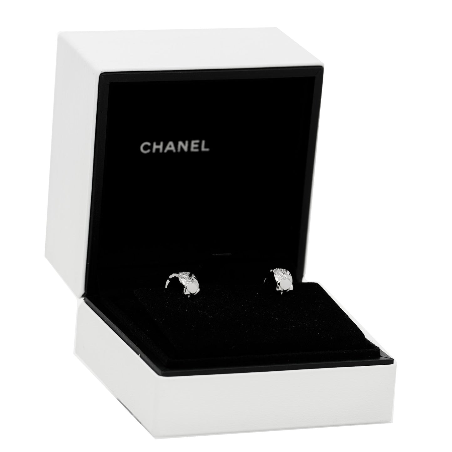18K White Gold Diamond Coco Crush Wide Hoop Earrings
