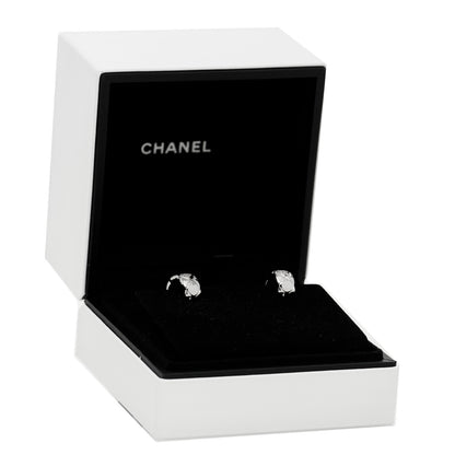 Chanel 18K White Gold Diamond Coco Crush Wide Hoop Earrings 5 of 5