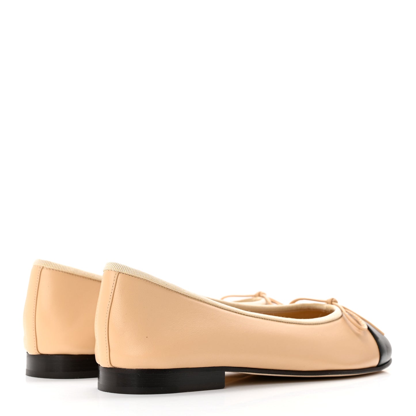 Lambskin Cap Toe CC Ballerina Flats 38.5 Beige Black