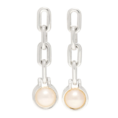 Tiffany Sterling Silver Pearl HardWear Triple Link Earrings 1 of 5