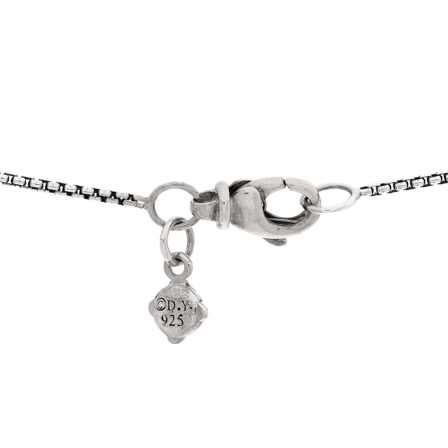 David Yurman Sterling Silver Diamond Sculpted Cable Disc Necklace 4 of 4