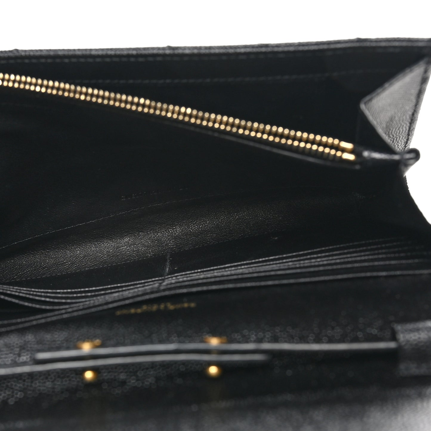 Grain De Poudre Matelasse Chevron Monogram Envelope Chain Wallet Black