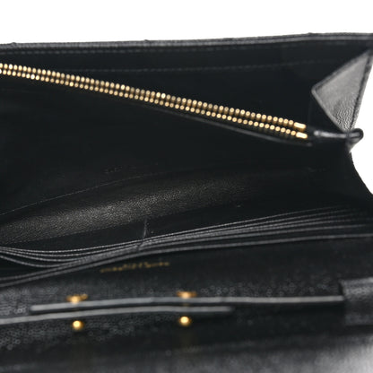 Saint Laurent Grain De Poudre Matelasse Chevron Monogram Envelope Chain Wallet Black 5 of 9