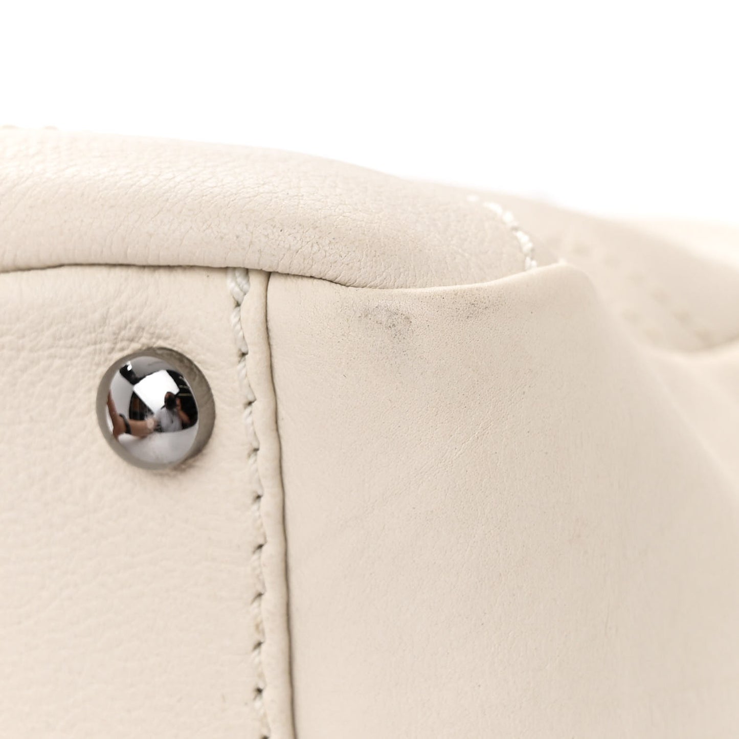Calfskin Small Diamond Stitch Tote White