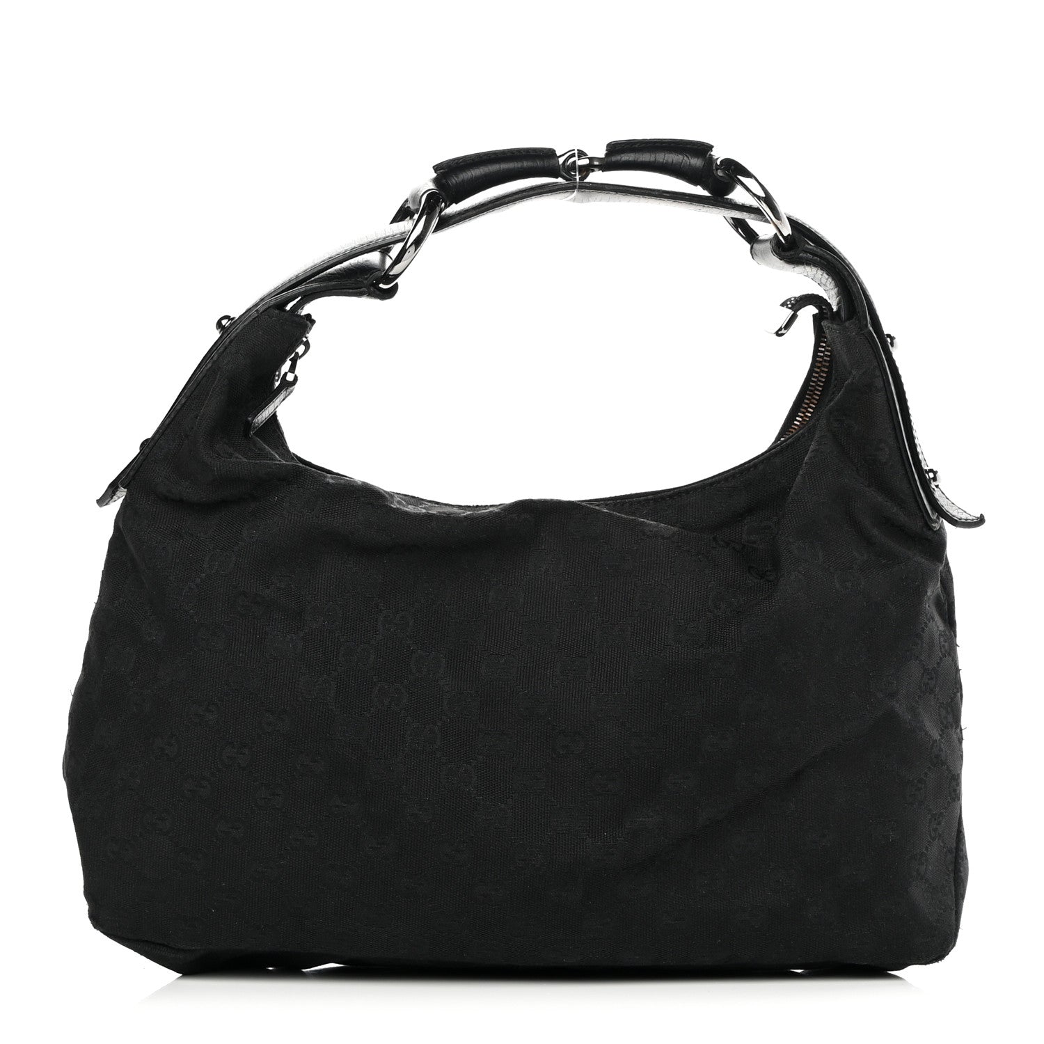 Gucci Monogram Medium Horsebit Chain Hobo Black 1 of 15