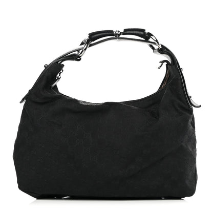 Gucci Monogram Medium Horsebit Chain Hobo Black 1 of 15