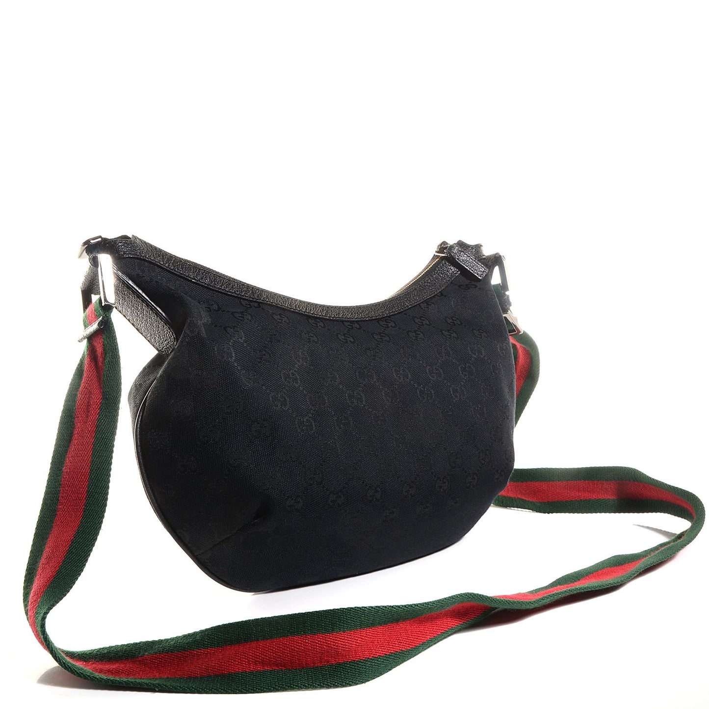 Monogram Web Medium Half Moon Hobo Black