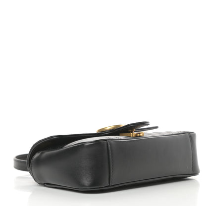 Gucci Calfskin Matelasse Mini GG Marmont Shoulder Bag Black 4 of 11