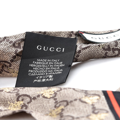 Gucci Silk Twill GG Monogram GG Bee Neck Bow Scarf Black Red 3 of 4