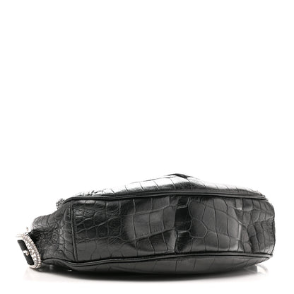 Balenciaga Extra Supple Calfskin Crystal Crocodile Embossed Le Cagole Shoulder Bag XS Black 5 of 11