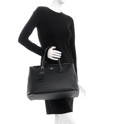 Prada Saffiano Cuir Twin Tote Nero Black 2 of 15