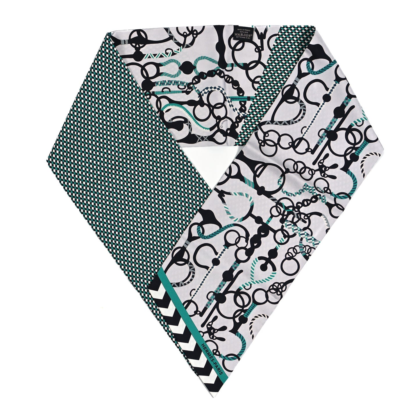 Silk Mors Et Tresses Maxi Twilly Cut Gris Perle Black Menthe