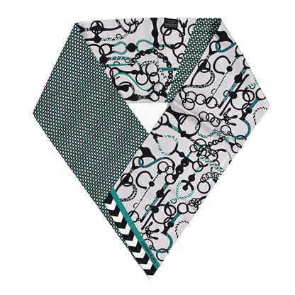 Hermes Silk Mors Et Tresses Maxi Twilly Cut Gris Perle Black Menthe 1 of 3