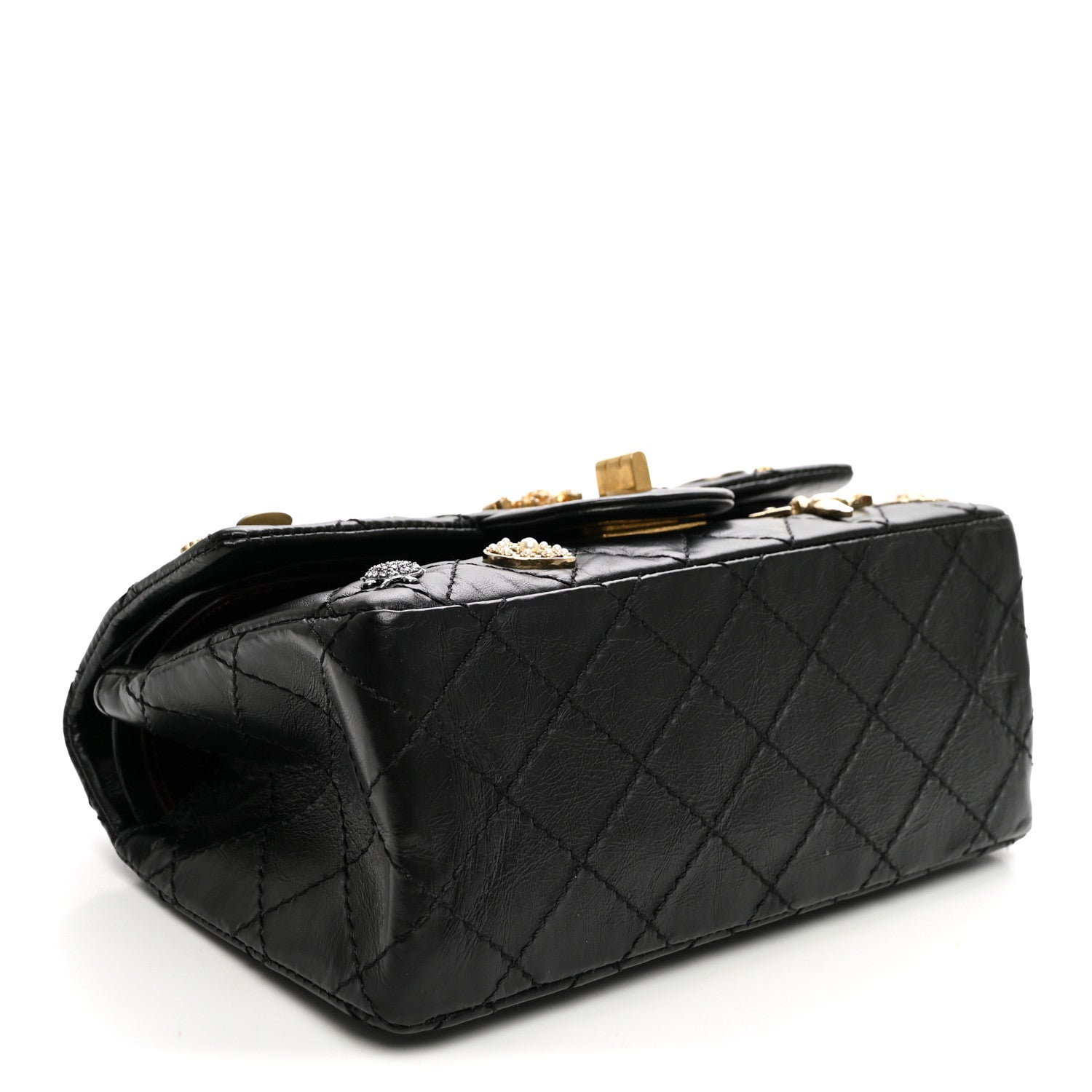 Chanel Aged Calfskin Lucky Charms 2.55 Reissue 224 Flap Black 4 of 11