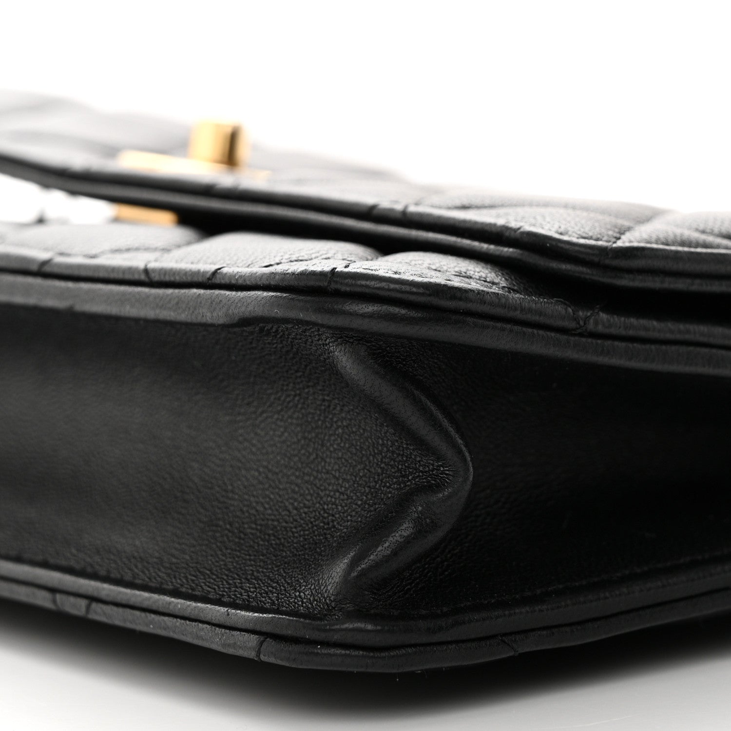 Chanel Lambskin Quilted CC Pearl Crush Wallet on Chain WOC Black 10 of 11