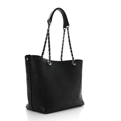 Chanel Perforated Grained Calfskin Small Shopping Tote Black 4 of 12