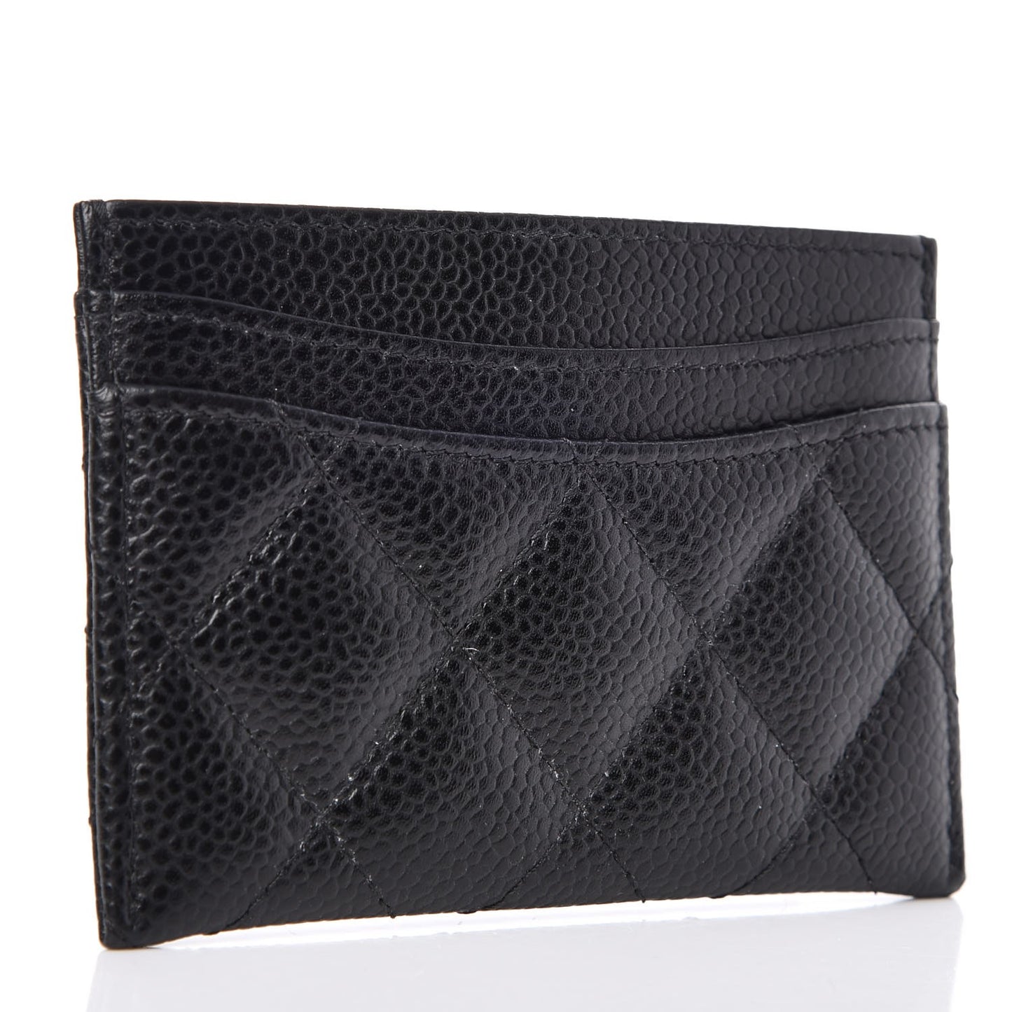 Caviar Quilted Card Holder Black