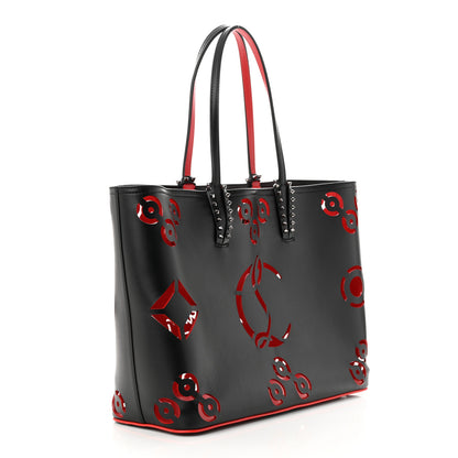 Christian Louboutin Calfskin Loubinthesky Perforated Cabarock Spikes Tote Black 3 of 11