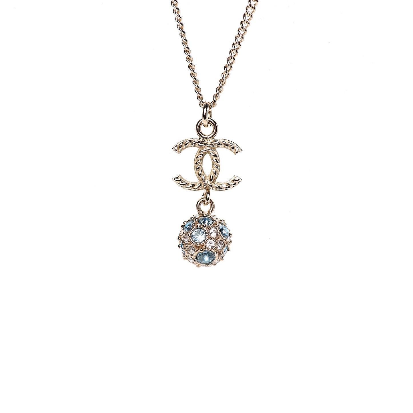 Crystal Resin CC Drop Pendant Necklace Gold
