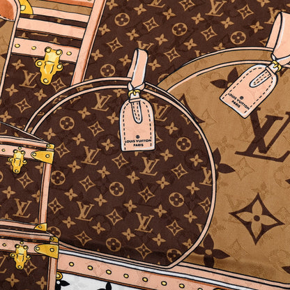 Louis Vuitton Silk Wool Monogram Lets Go Shawl Black 3 of 6