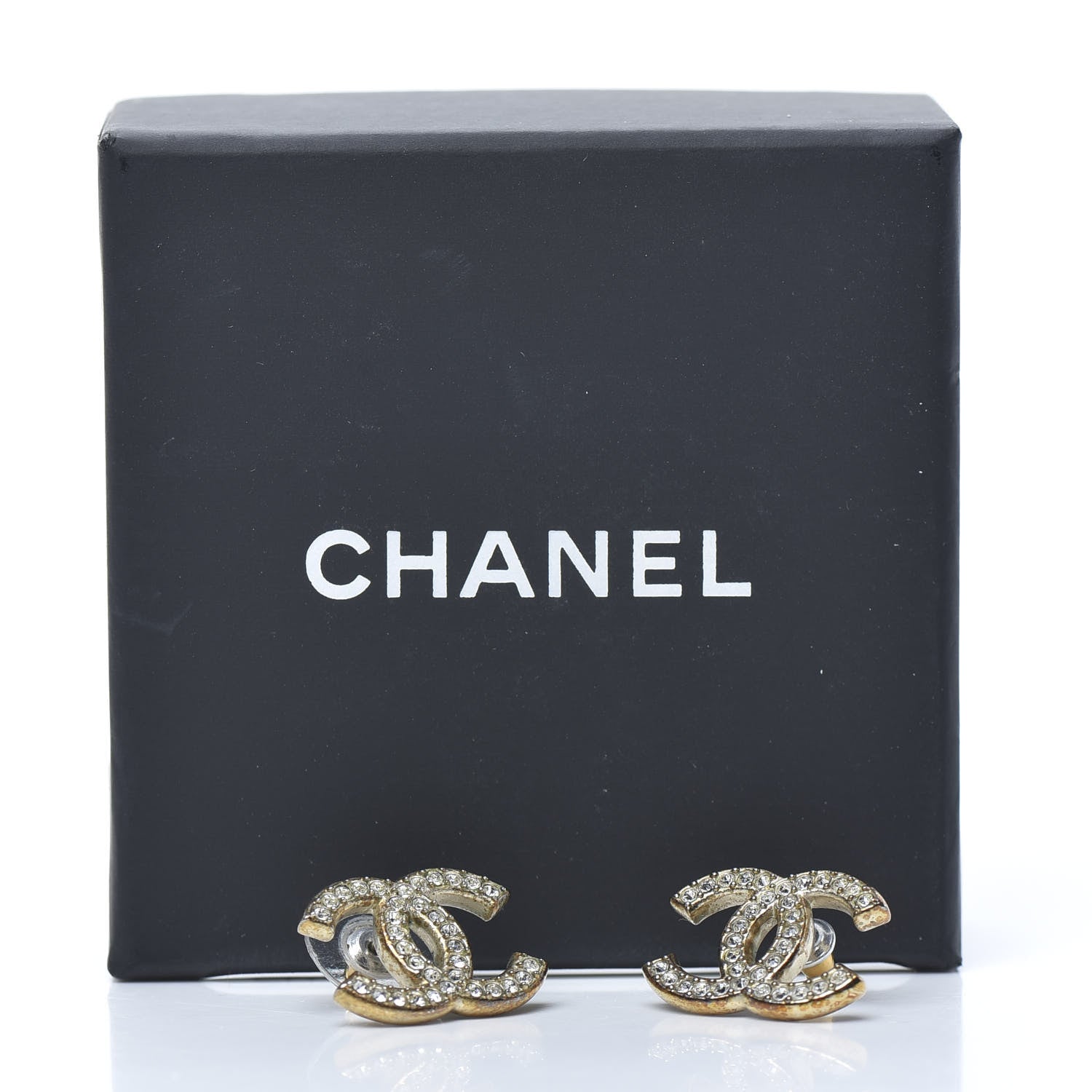 Chanel Crystal CC Earrings Gold 7 of 7