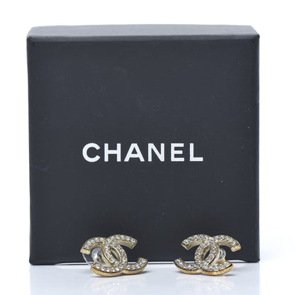 Chanel Crystal CC Earrings Gold 7 of 7