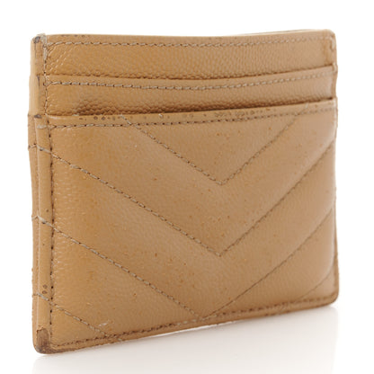 Saint Laurent Grain De Poudre Matelasse Chevron Monogram Credit Card Case Cork 3 of 10