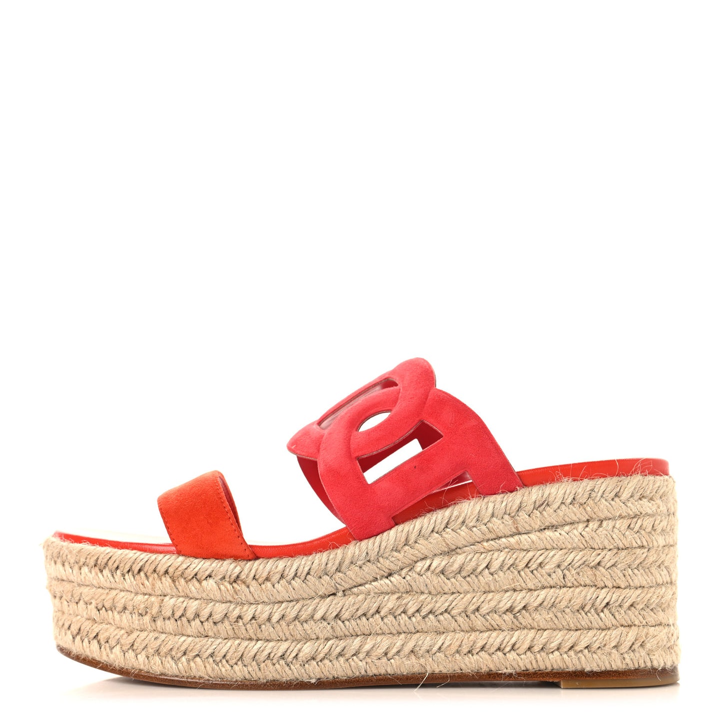Suede Goatskin Ithea 30 Espadrille Wedge Sandals 39 Rouge Cinetique Orange Capucine