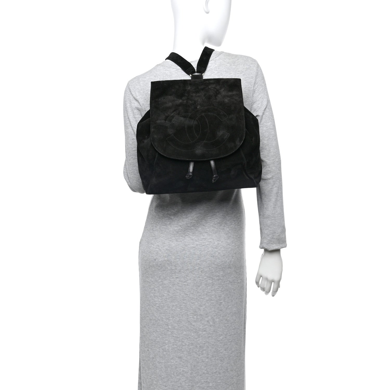 Chanel Suede CC Drawstring Backpack Black 2 of 10