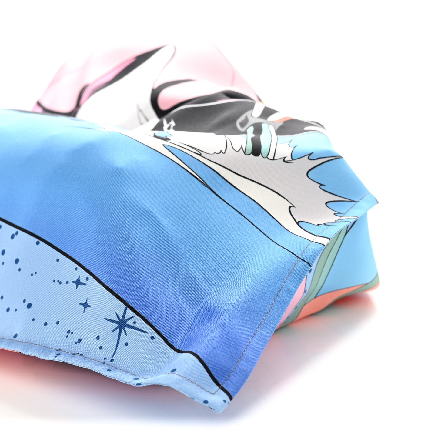 Silk Space Derby Furoshiki Bag GM Bleu Ciel Rose Vert Amande