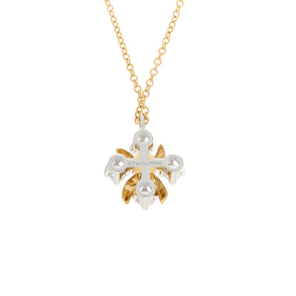 Tiffany Platinum 18K Yellow Gold Diamond Schlumberger Lynn Pendant Necklace 4 of 4
