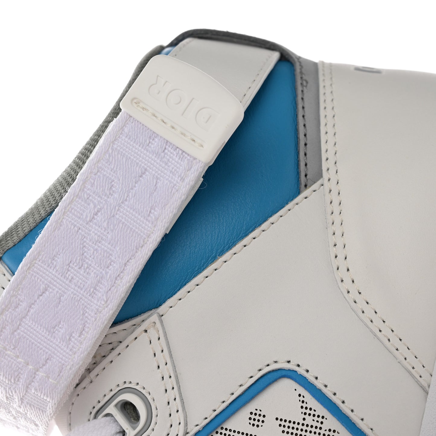 Smooth Calfskin Oblique Galaxy Perforated Mens B27 Mid Top Sneakers 45 Beige Blue