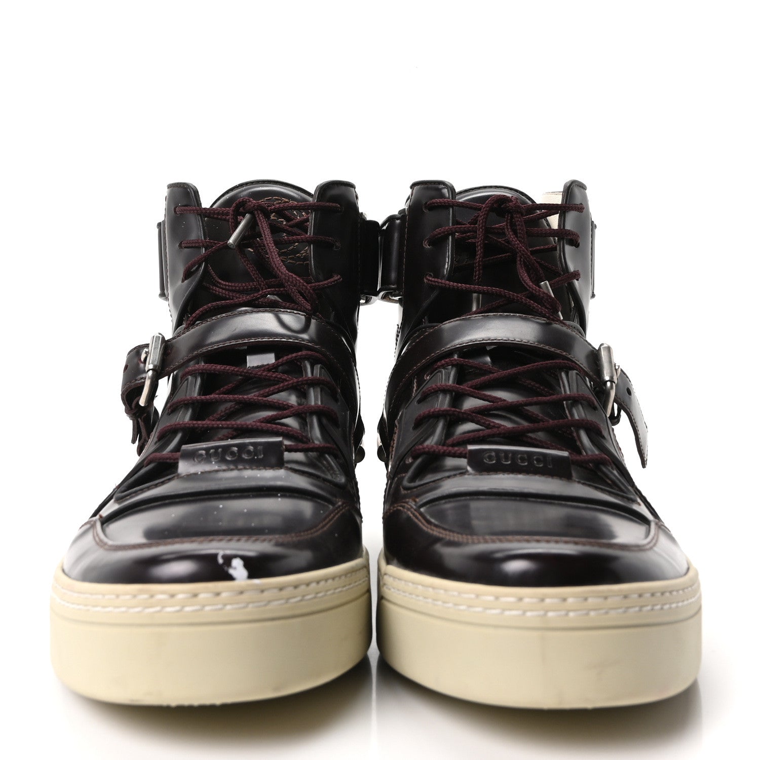 Gucci Magnum Calfskin Mens Horsebit High Top Spur Sneakers 12 Grape 3 of 10