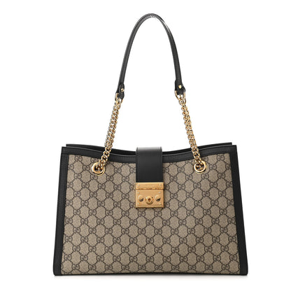 Gucci GG Supreme Monogram Medium Padlock Tote Black 1 of 10