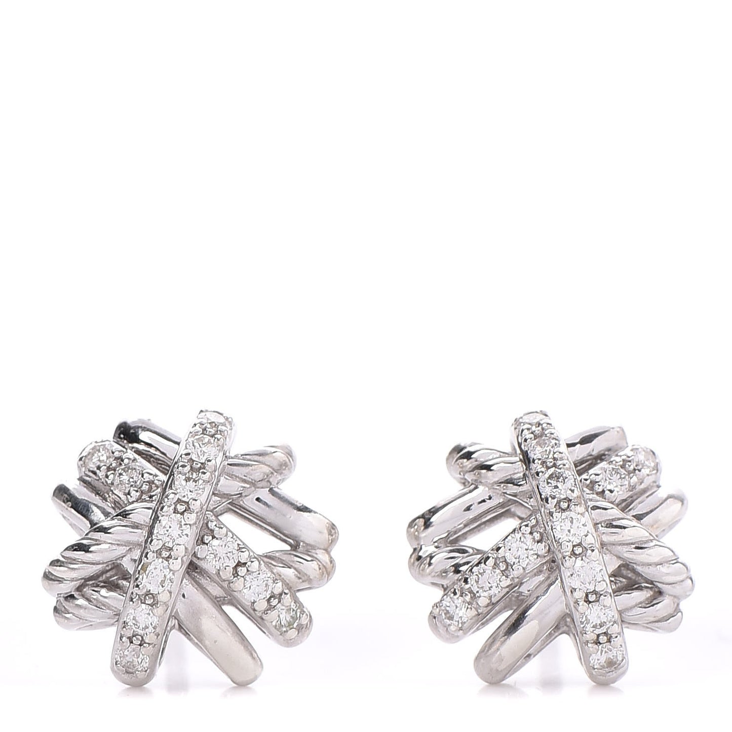 Sterling Silver Diamond 11mm Crossover Earrings